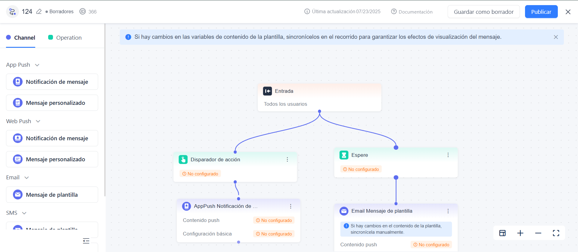 Configurar rutas ramificadas