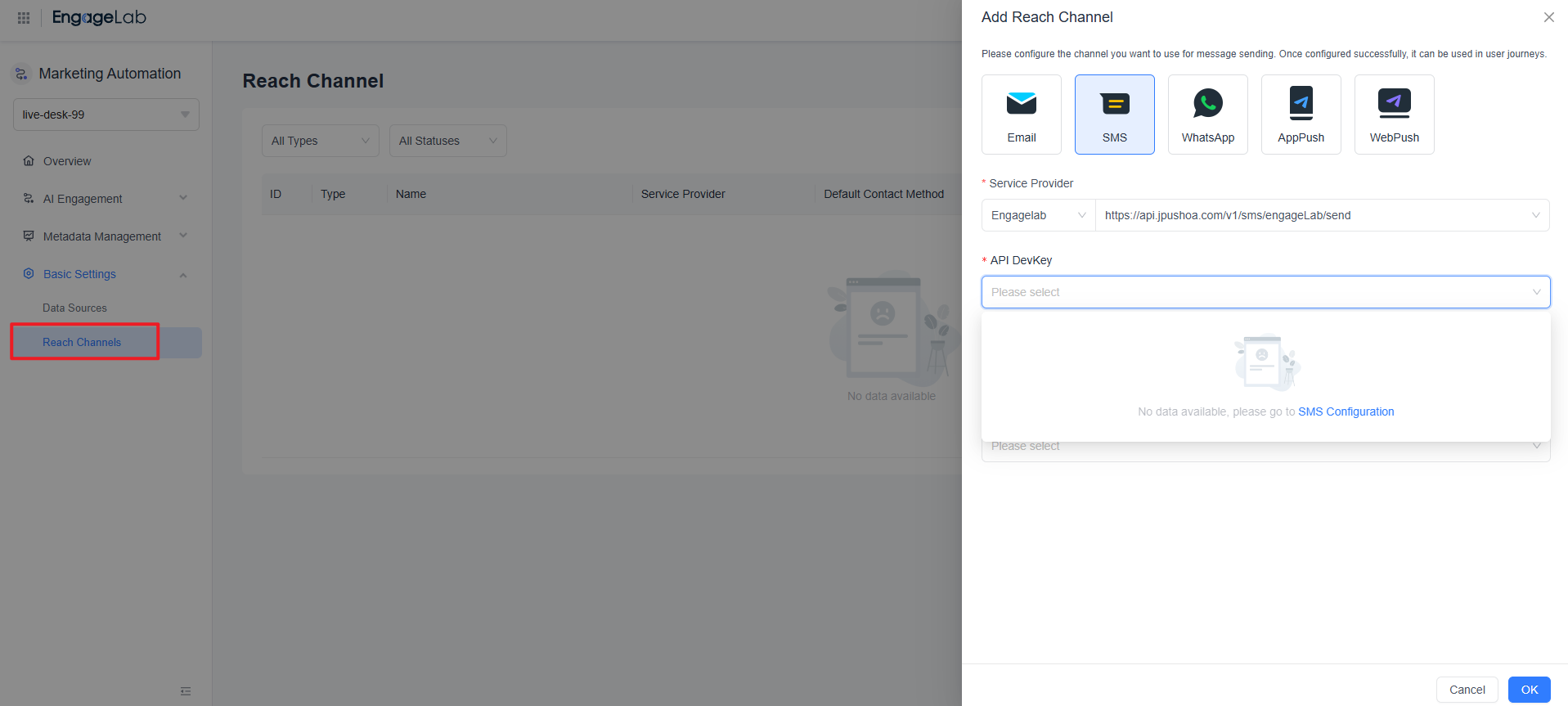 Add an SMS Channel