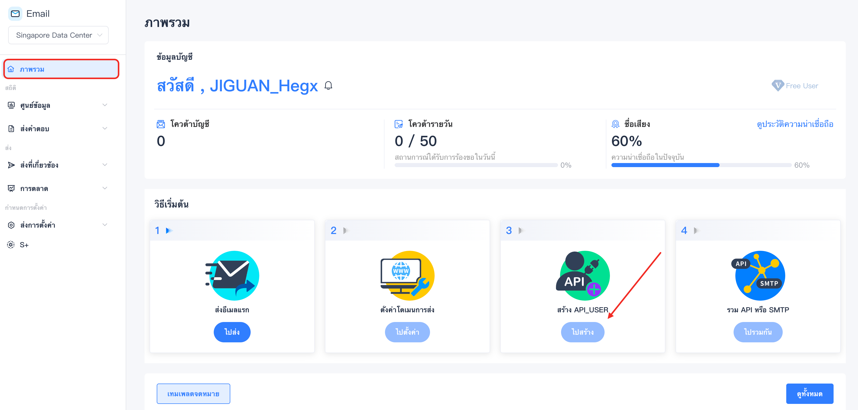 สร้าง Email API User