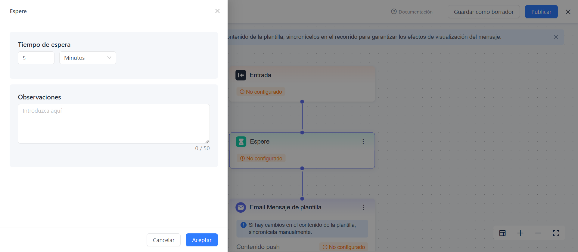 Configurar tiempo de espera