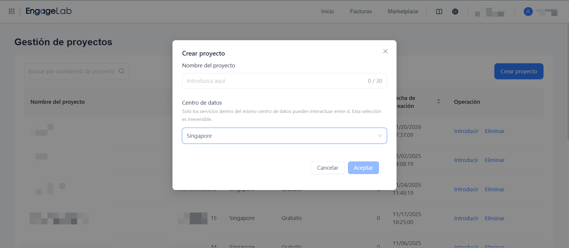 Crear nuevo proyecto