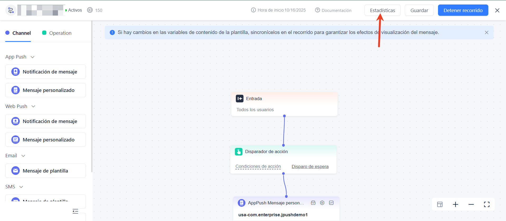 Estadísticas del recorrido