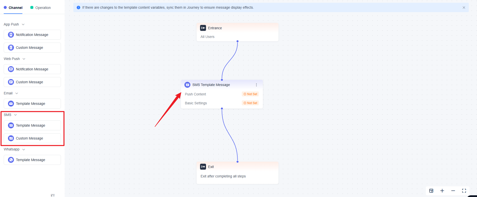 Use the SMS Channel in a Journey