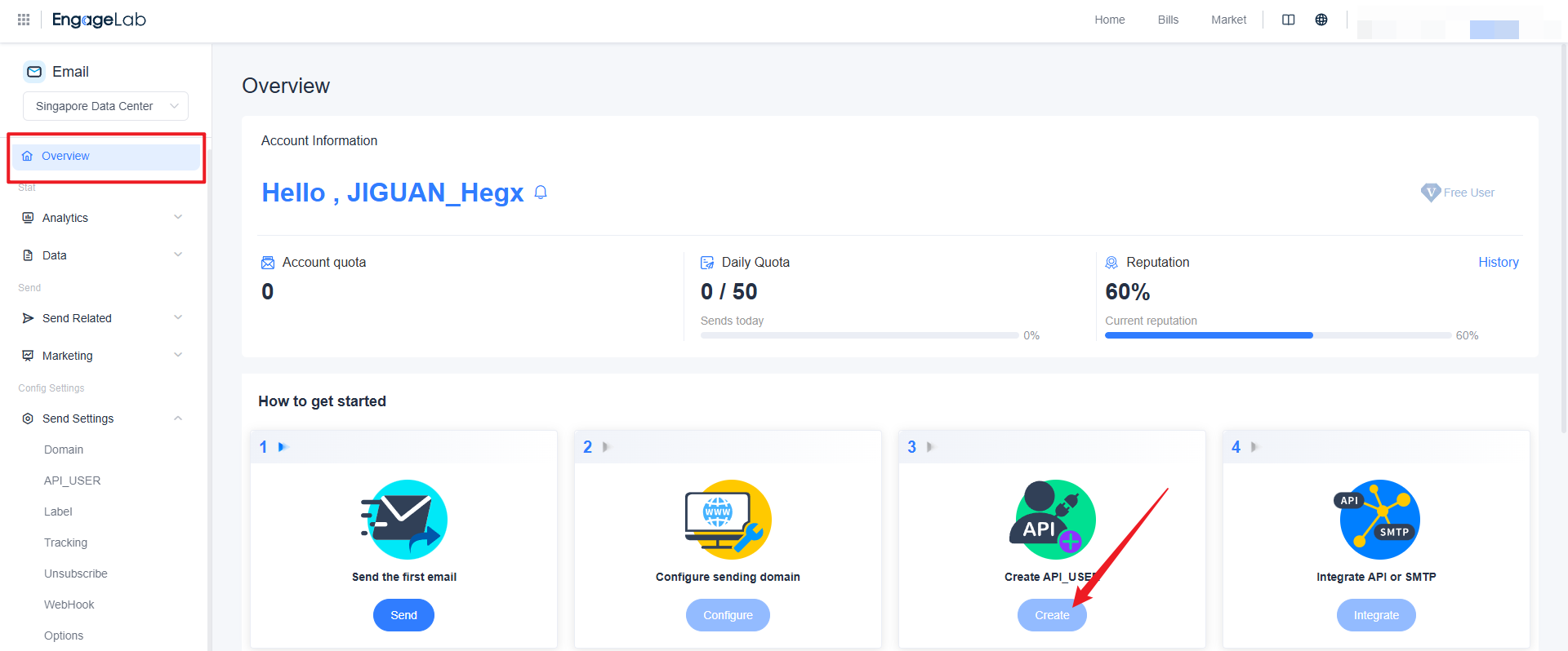 Create an Email API User