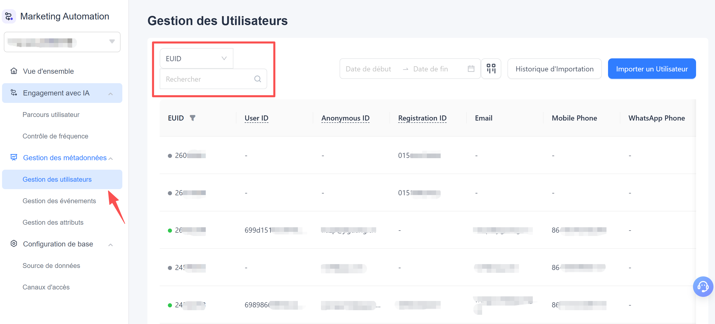 Obtenir l'EUID de l'utilisateur 2