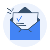 Icon Solid Transparent Blue Email Success